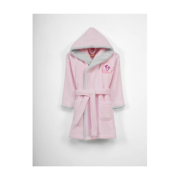 Детски розов памучен халат с качулка Kalp, 3-6 години - Unknown
