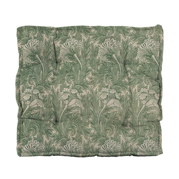 Възглавница за сядане от зелена ленена смес Green Flowers, 37 x 37 cm - Tierra Bella-image-2