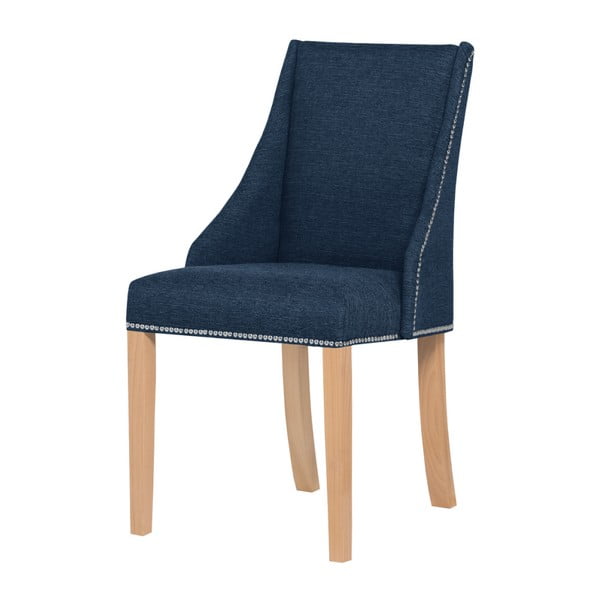 Denimově modrá židle s hnědými nohami Ted Lapidus Maison Patchouli