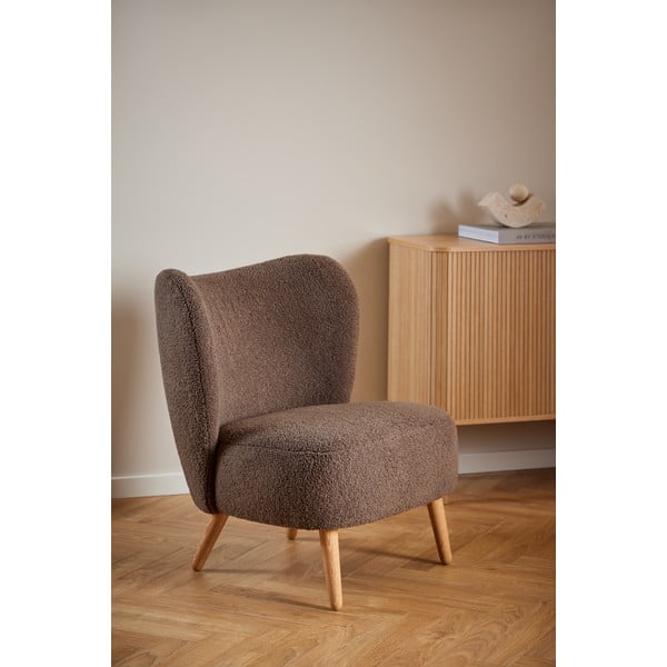 Кафяво кресло от букле Elmont – Actona-image-1