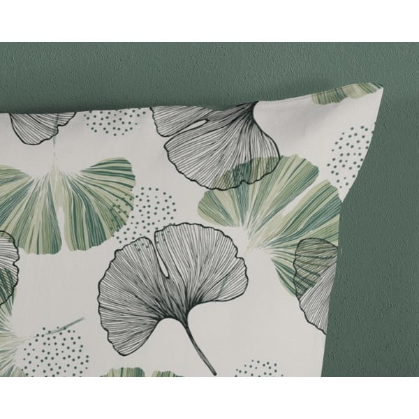 Зелено и кремаво памучно спално бельо за единично легло 140x200 cm - Good Morning-image-3