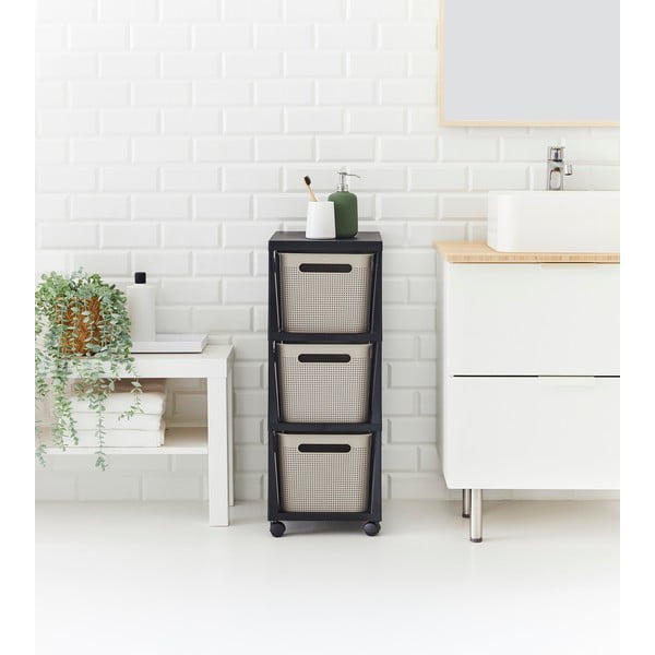 Черна/бежова пластмасова подвижна етажерка 30x77 cm Brisen - Rotho-image-3