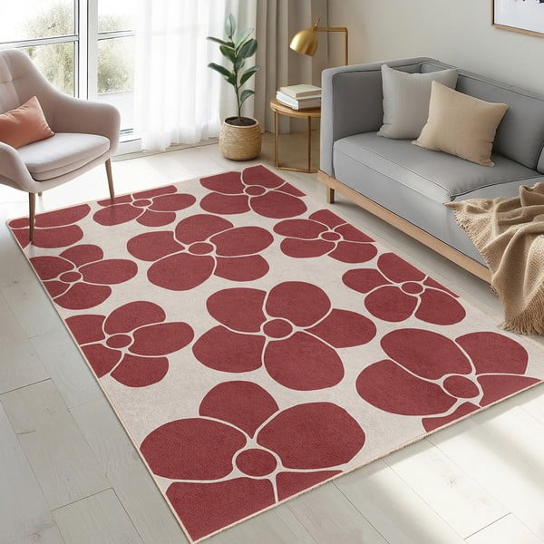 Червен  килим подходящ за пране 120x180 cm Red Meadow – Mila Home-image-4