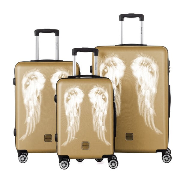 Комплект от 3 куфара за пътуване в златисто Wings - Berenice