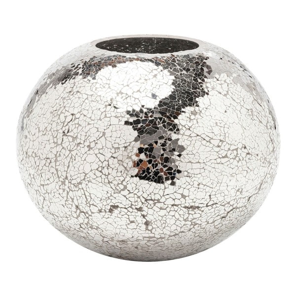 Váza ve stříbrné barvě Kare Design Mosaix Disco, 21 cm