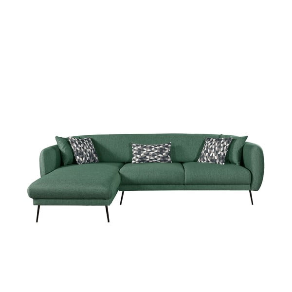 Зелен разтегателен ъглов диван , ляв ъгъл Madrid - Pandia Home