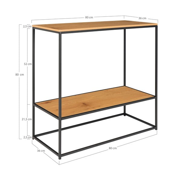 Конзолна маса с плот в дъбов декор в естествен цвят 80x36 cm Vita - House Nordic-image-4