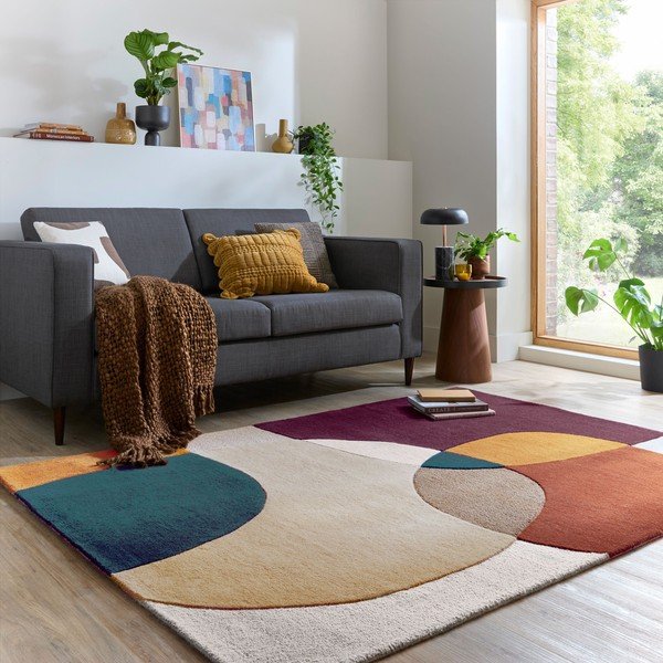 Лилав ръчно изработен вълнен килим 160x230 cm Glow Purple Multi – Flair Rugs-image-1