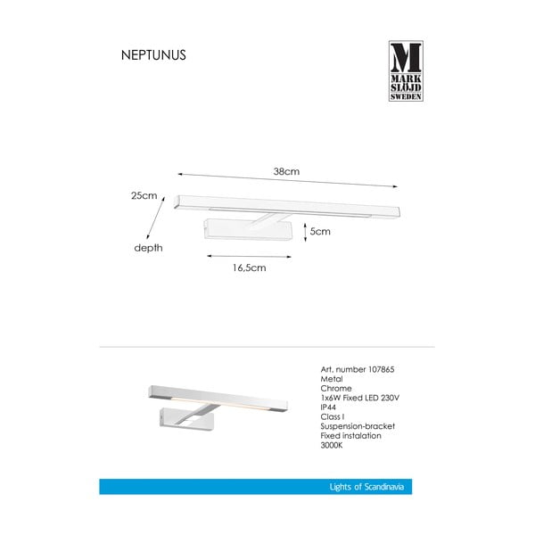 LED лампа за стена в сребристо (дължина 38 см) Neptunus - Markslöjd-image-2