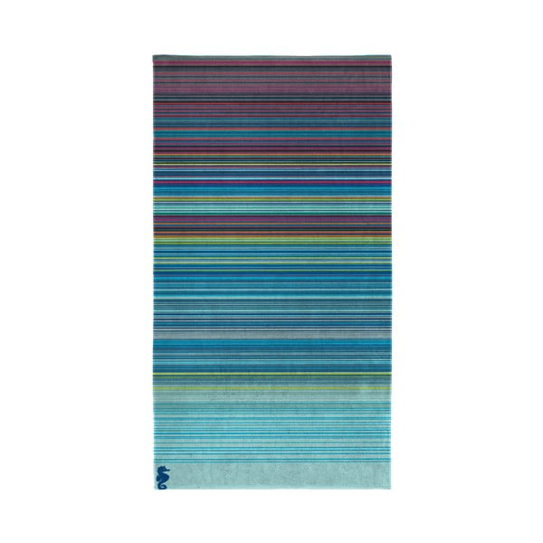 Modrá osuška z organické bavlny Seahorse Sunset, 100 x 200 cm