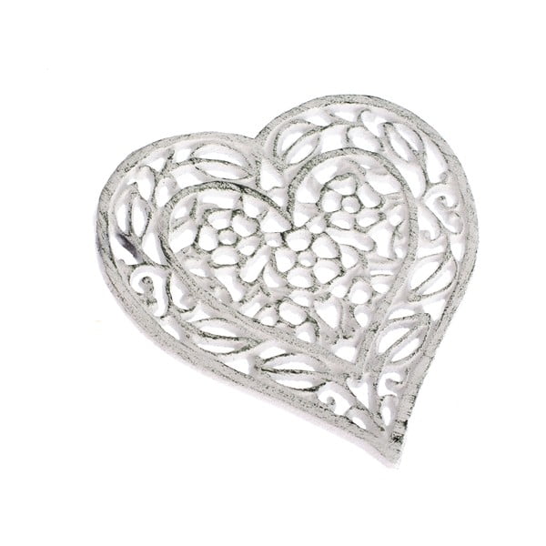 Бяла чугунена подложка за саксия във формата на сърце Heart Rustico - Dakls