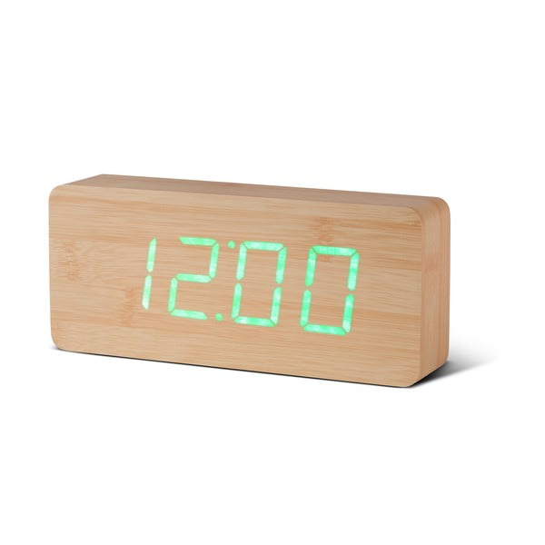 Светлокафяв будилник със зелен LED дисплей Часовник Slab Click - Gingko