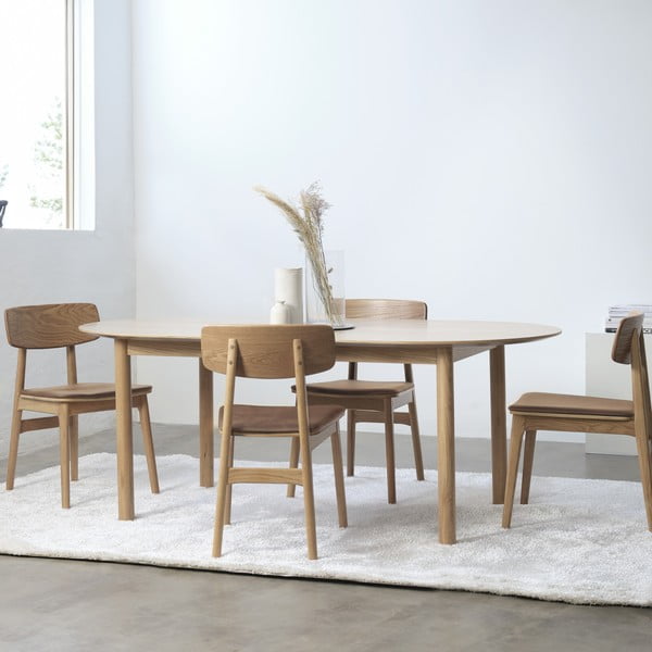 Трапезен стол от имитация на кожа в кафяв и естествен цвят Livo – Unique Furniture-image-1