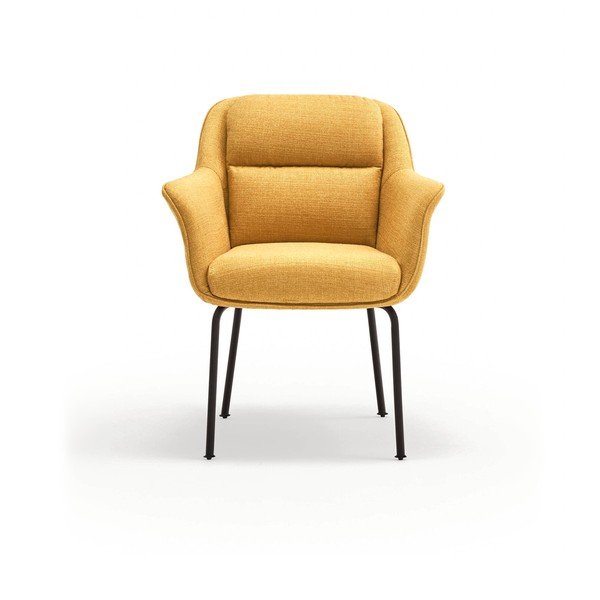 Тапициран трапезен стол с подлакътници в цвят горчица Sadira – Teulat-image-2