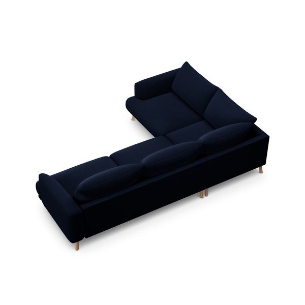 Тъмносин кадифен ъглов диван (ляв ъгъл/L форма) Naomi – Micadoni -image-3