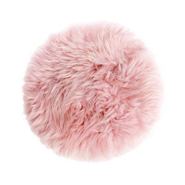Stolička s růžovým sedákem z ovčí kožešiny Royal Dream, ⌀ 36 cm-image-2