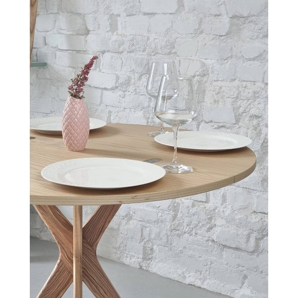 Кръгла сгъваема трапезна маса с ясенов плот 45x90 cm Jubi – Ragaba-image-3