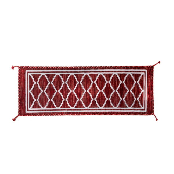 Tmavě červený ručně tkaný běhoun Navaei & Co Kilim Ethnic 105, 180 x 60 cm