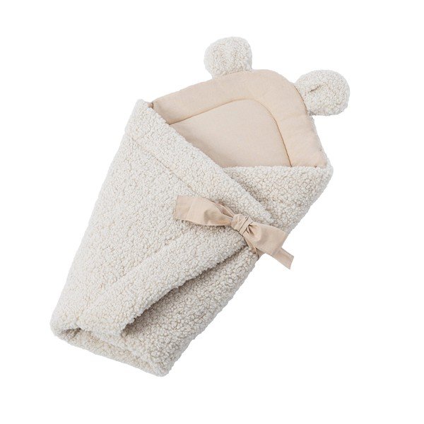 Кремаво бебешко одеяло от шерпа 35x65 cm – Meowbaby-image-2