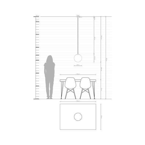 Бяла висяща лампа с цокъл в меден цвят TSUKI L, ⌀ 30 cm Tsuki - Sotto Luce-image-3