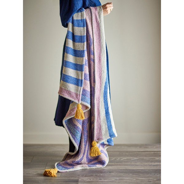 Синьо  одеяло със смес от памук 130x160 cm Arlie – Bloomingville-image-2