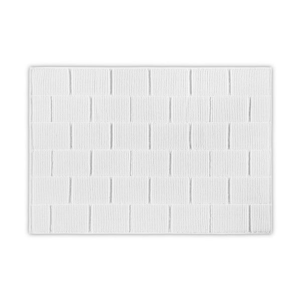 Бяла памучна постелка за баня Плочки, 50 x 80 cm - Foutastic