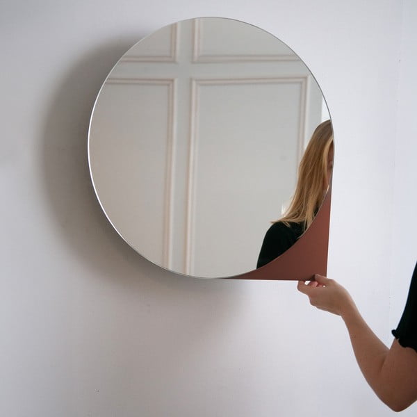 Теракотен метален стенен/с огледало шкаф за баня 55x55 cm Sonnet – Spinder Design-image-2