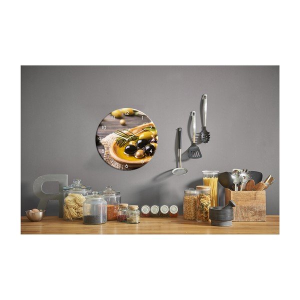 Стъклен стенен часовник Злато, ø 30 cm Gold Olives - Styler-image-2