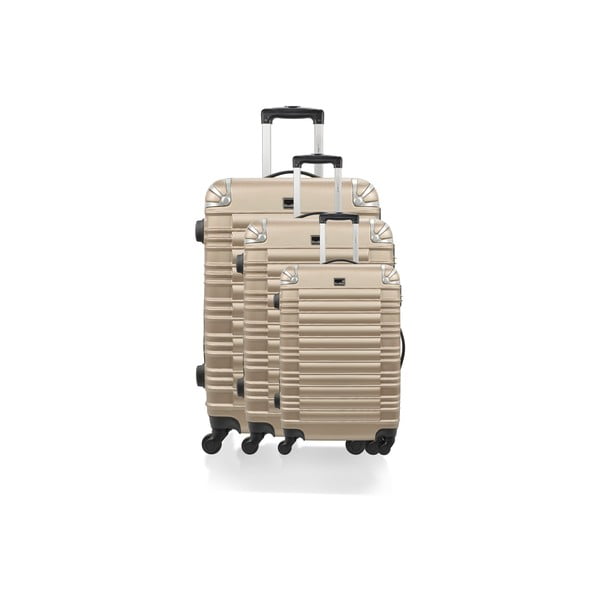 Sada 3 cestovních kufrů ve zlaté barvě na kolečkách Bluestar Lima