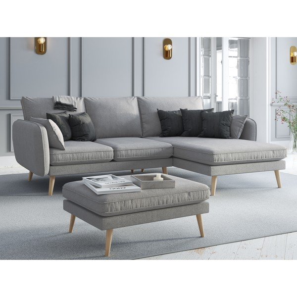 Сива табуретка за крака Lento - Kooko Home-image-1