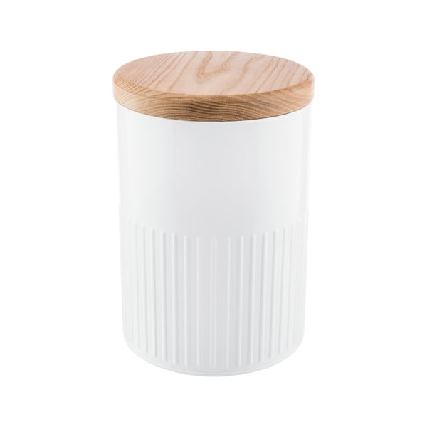 Бяла кръгла ламаринена кутия с капак от ясеново дърво Bakehouse Hydria M - BAKEHOUSE