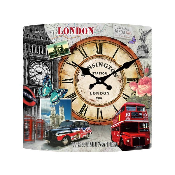 Стъклен часовник Лондон, 34x34 cm - Postershop