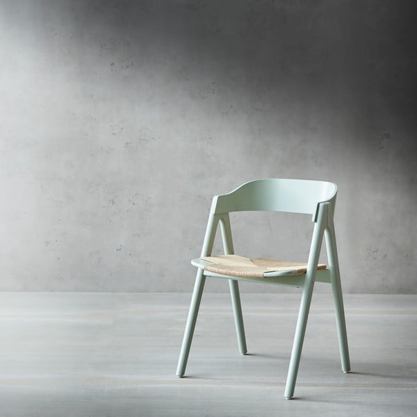 Светлозелен трапезен стол от букова дървесина с ратанова седалка Findahl от Hammel Mette - Hammel Furniture-image-1