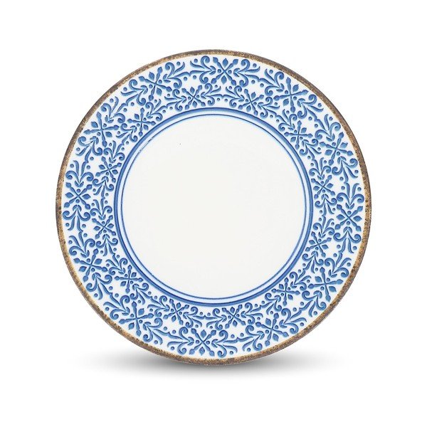 Бяла/синя порцеланова чиния ø 27 cm Azul – BonBistro