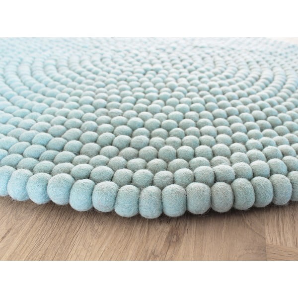 Пастелно син вълнен килим с топки , ⌀ 90 cm Ball Rugs - Wooldot