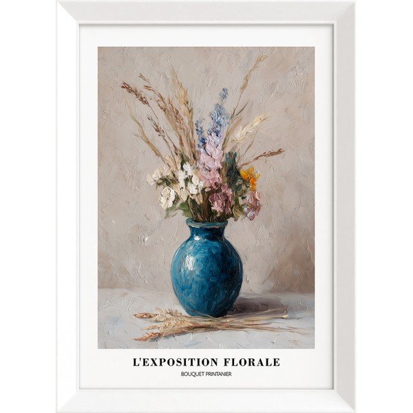 Печатна картина с включена рамка 56x75 cm Blue Vase – Styler