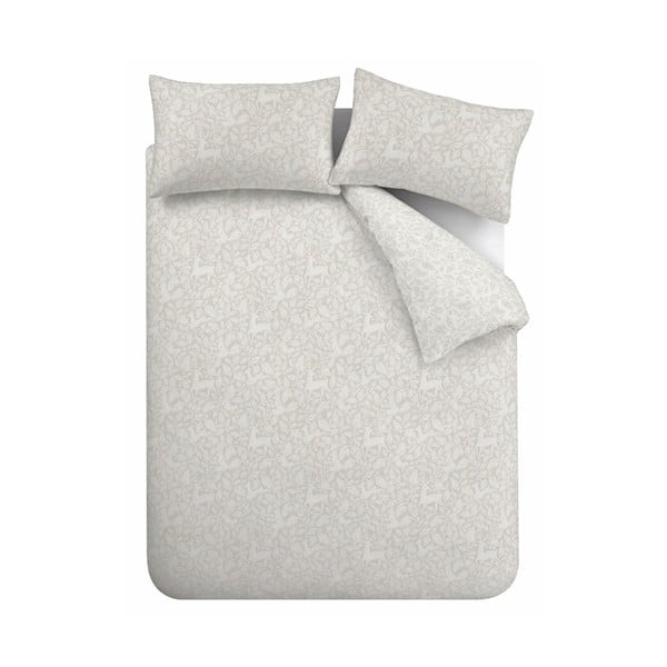 Сиво-бежово единично  памучно спално бельо 135x200 cm Woodland – Bianca