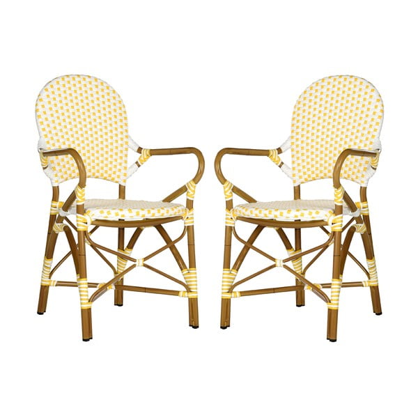 Комплект от 2 жълти и бели плетени стола Lisbon - Safavieh