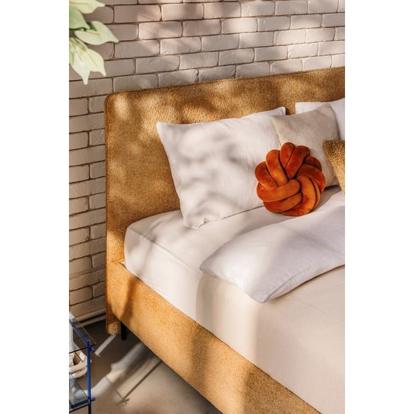 Тапицирано двойно легло с включена подматрачна рамка в цвят горчица 160x200 cm Noira Slim – Bonami Selection-image-3