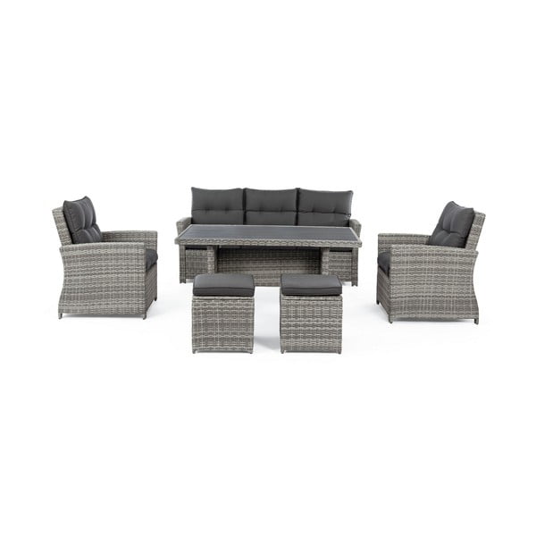 Сив градински комплект от за отдих от изкуствен ратан за 6 Ariel   – Bizzotto