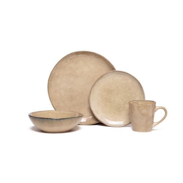 Комплект за хранене от бежов каменна керамика 24 бр. Glosia - Bonami Selection