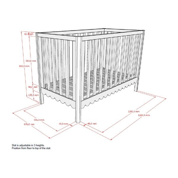 Бежово детско креватче 60x120 cm от масивен бор с регулируема височина Swingo – Vipack-image-3