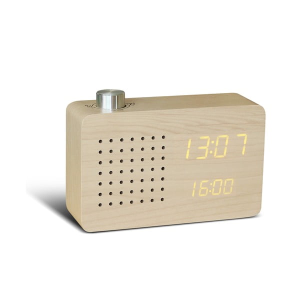 Бежов будилник с жълт LED дисплей и Radio Click Clock - Gingko