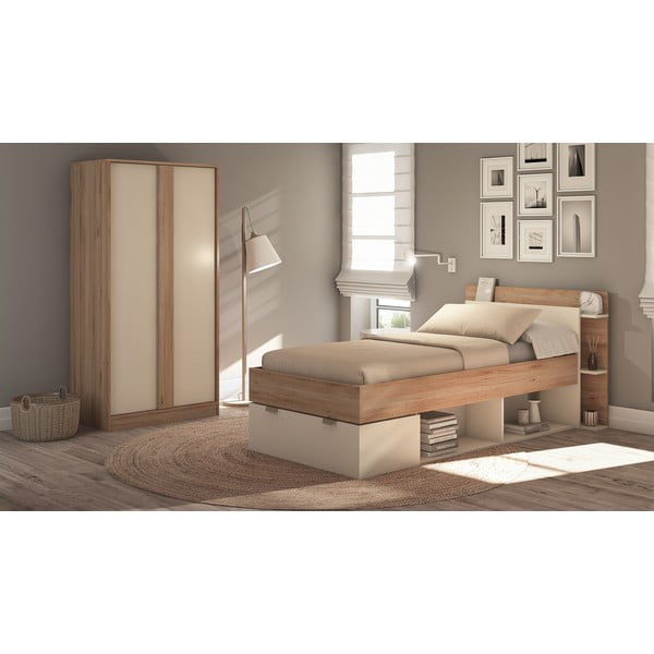 Кремаво-естествен гардероб от декор от дъб  90x180x53 cm Dennis – Marckeric-image-1