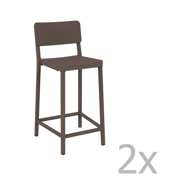Комплект от 2 шоколадовокафяви бар столове, подходящи за открито Lisboa Simple, височина 92,2 cm - Resol