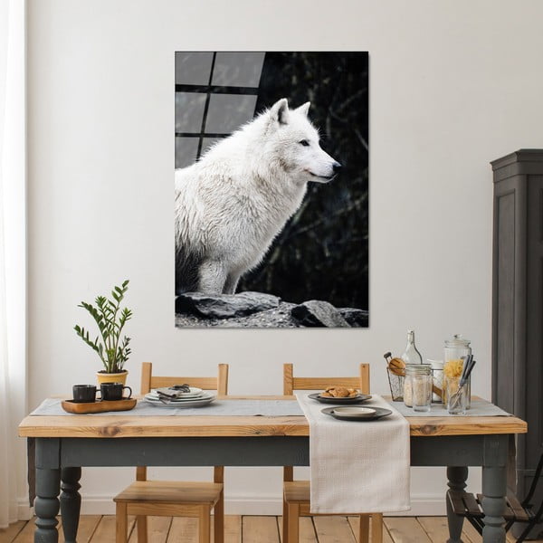 Живопис върху стъкло 70x100 cm White Wolf - Wallity-image-2