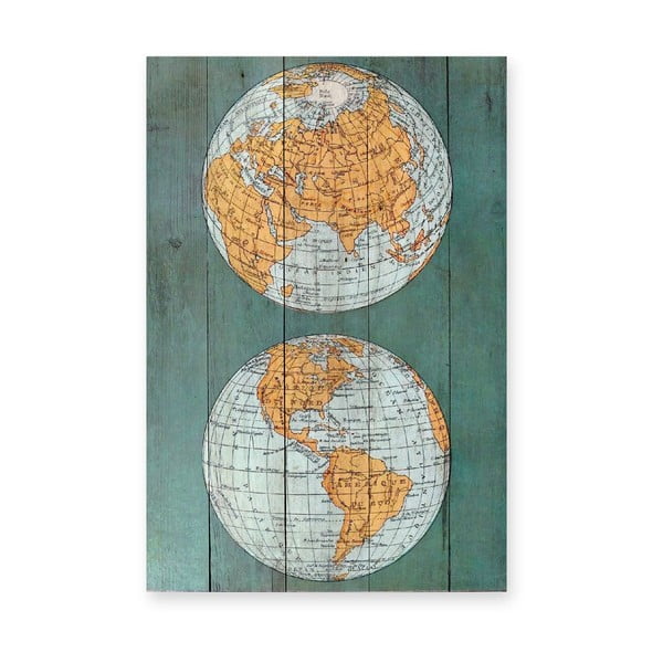 Dřevěná nástěnná dekorativní cedule Surdic Tabla The World, 40 x 60 cm