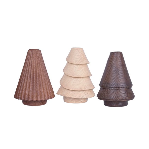 Свещници от изкуствен дървен материал в комплект от 3 бр. - Ego Dekor