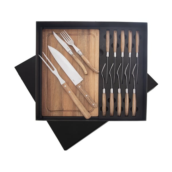 Прибори за хранене от неръждаема стомана в сребрист и естествен цвят, 15 бр.  – Orion