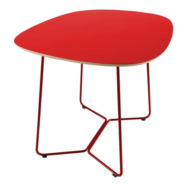 Červený stůl s kovovými nohami IKER Maple X